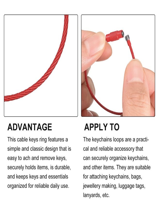 METALLIXITY Wire Keychains (160mm/6.3") 4Pcs, Carbon Steel Wire Keychains Loops Tag Cable Rings for Hanging Luggage Tags or ID Tags, Red - Image 4